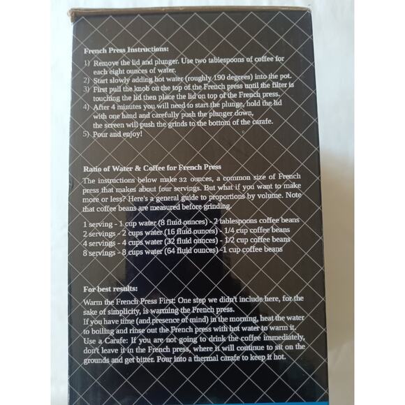 Procizion French Press Coffee & Tea Maker 34 oz / 1L (8 Cup) 1000ml - Picture 2 of 4